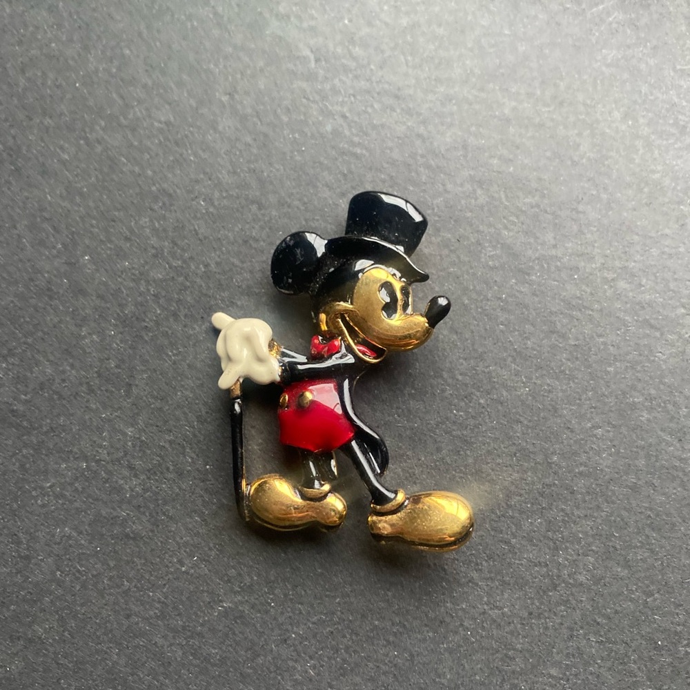 Napier Disney Mickey Mouse in top hat brooch